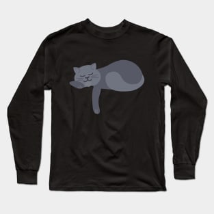 Funny Cat Asleep | British Shorthair Long Sleeve T-Shirt